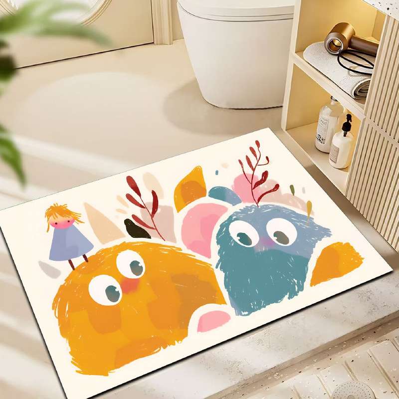 バスマット ふわもこキャラクター珪藻土バスマット