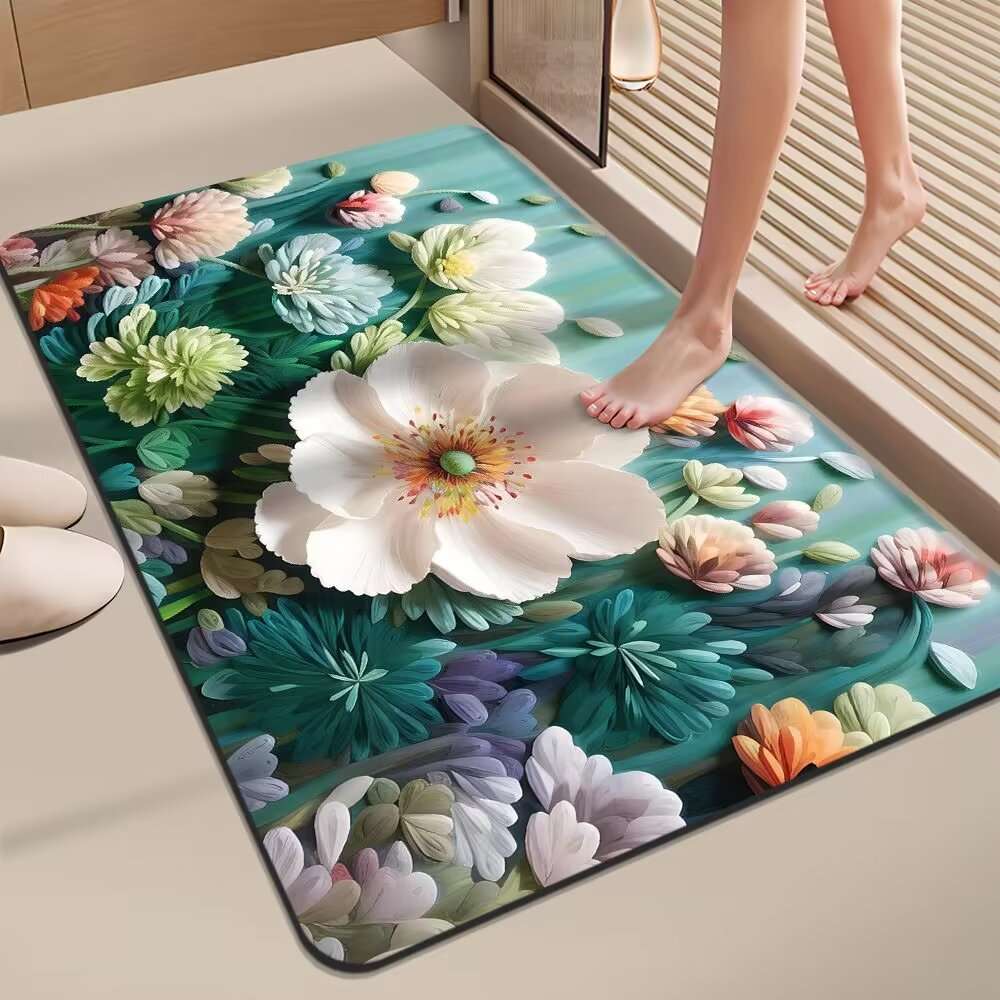 バスマット 花びら舞う癒しの足元