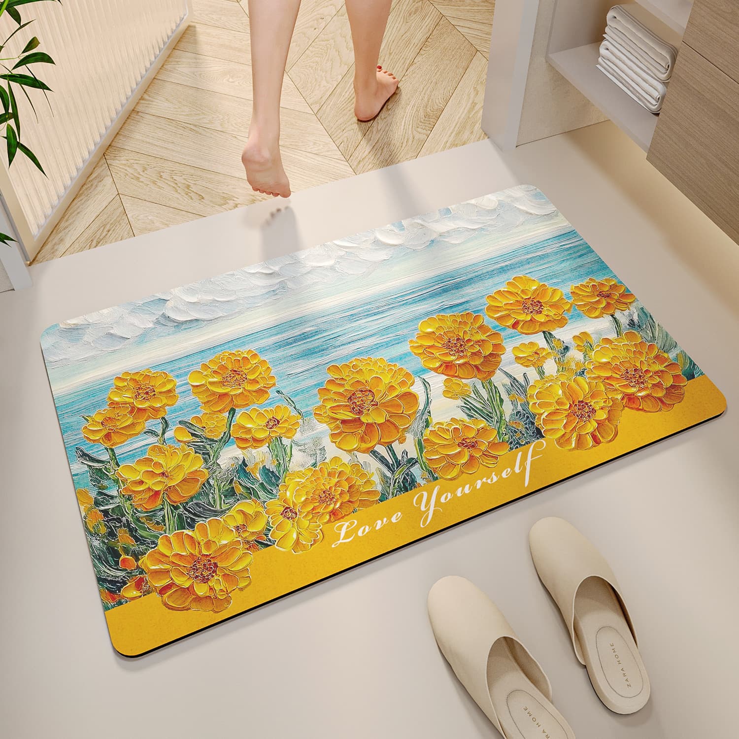 バスマット 花園の休息 珪藻土バスマット