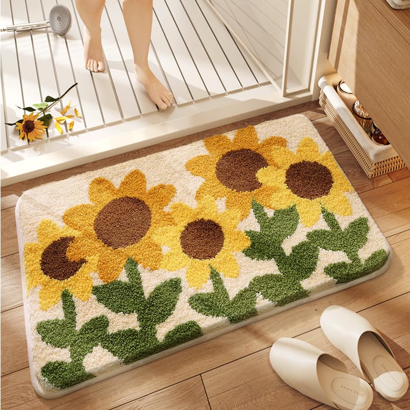 バスマット 花模様ふわふわバスマット