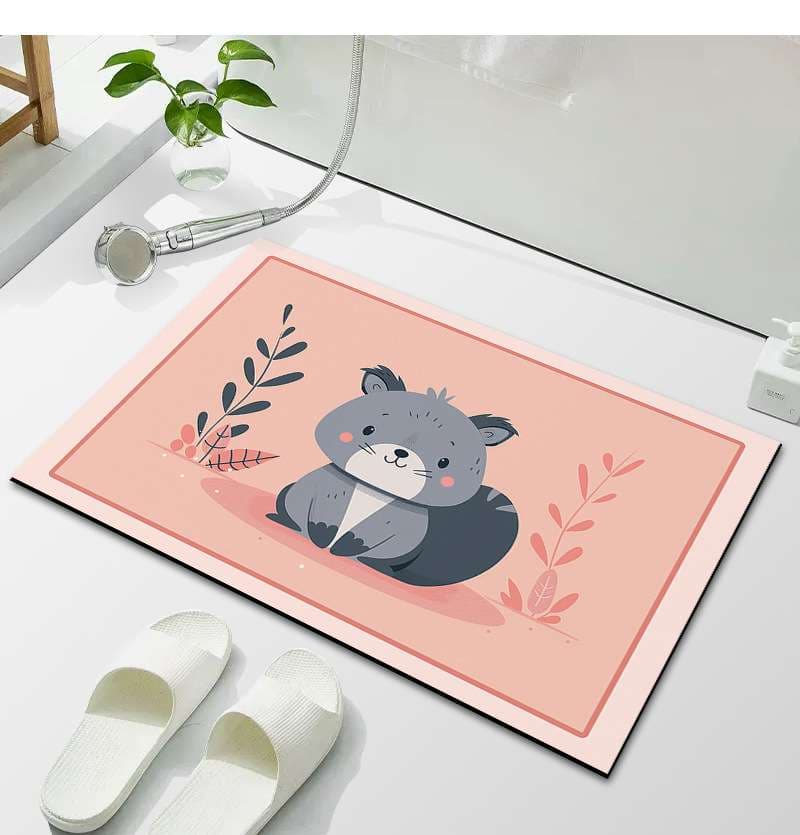 バスマット かわいい動物柄の吸水速乾バスマット