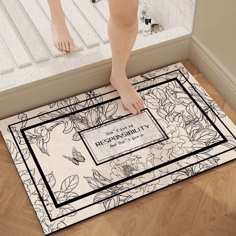 バスマット 植物図案入り珪藻土バスマット