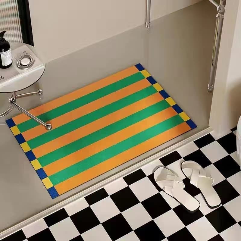 バスマット 縞模様のぬくもり吸水珪藻土マット