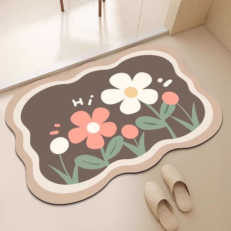 バスマット バスマット 花風呂 珪藻土デザインマット