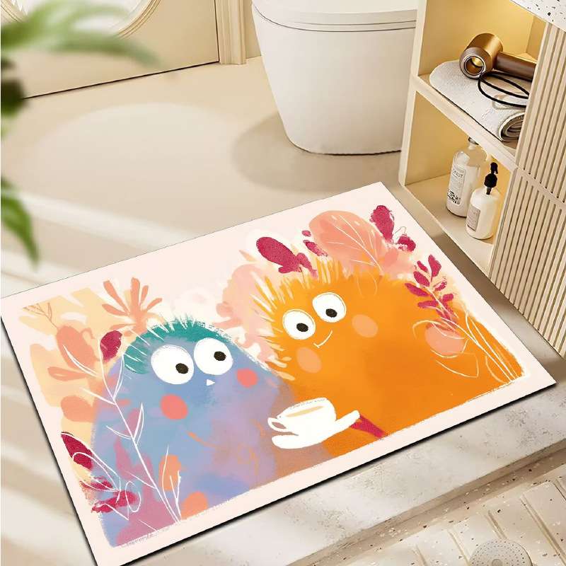 バスマット ふわもこキャラクター珪藻土バスマット