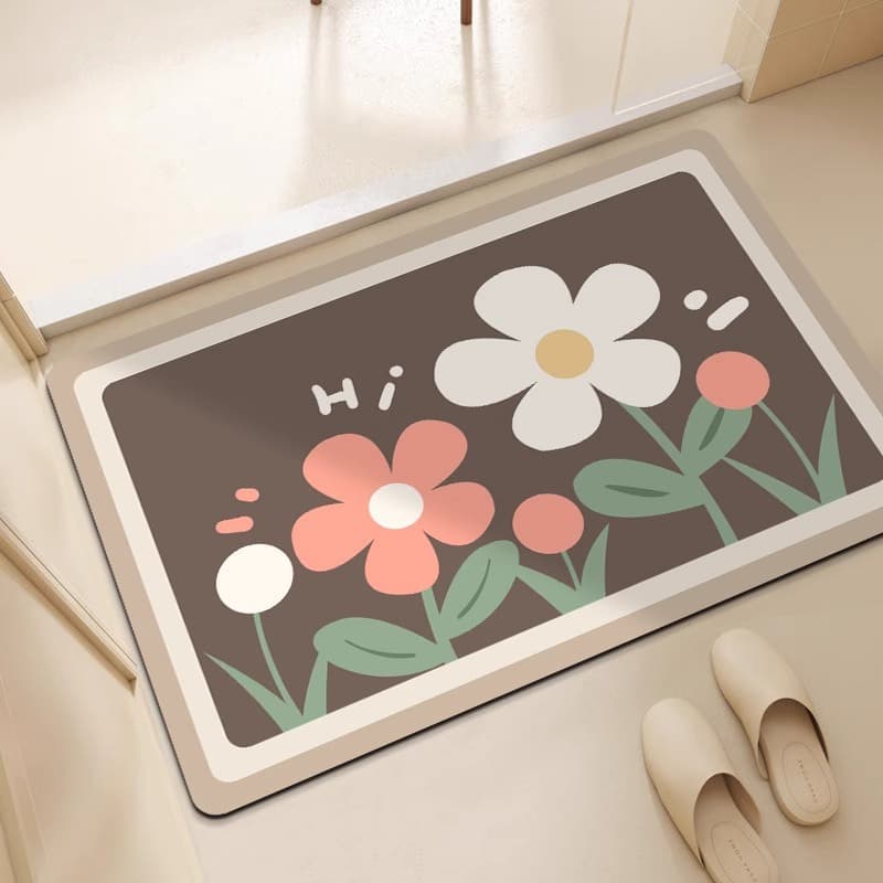 バスマット バスマット 花風呂 珪藻土デザインマット