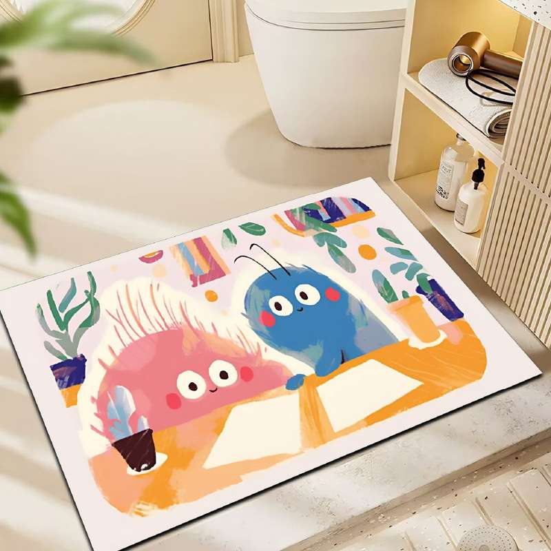 バスマット ふわもこキャラクター珪藻土バスマット