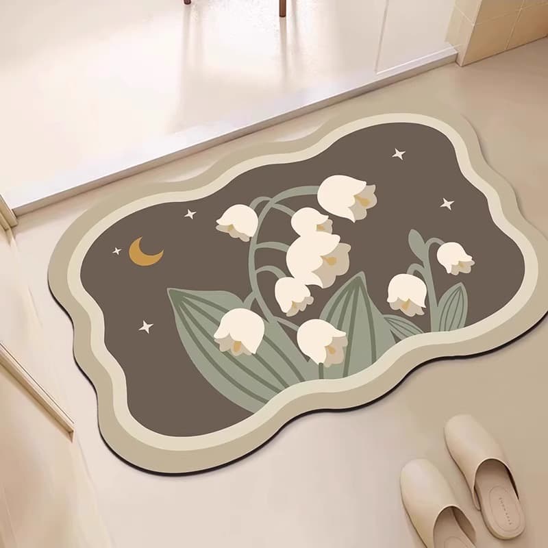 バスマット バスマット 花風呂 珪藻土デザインマット