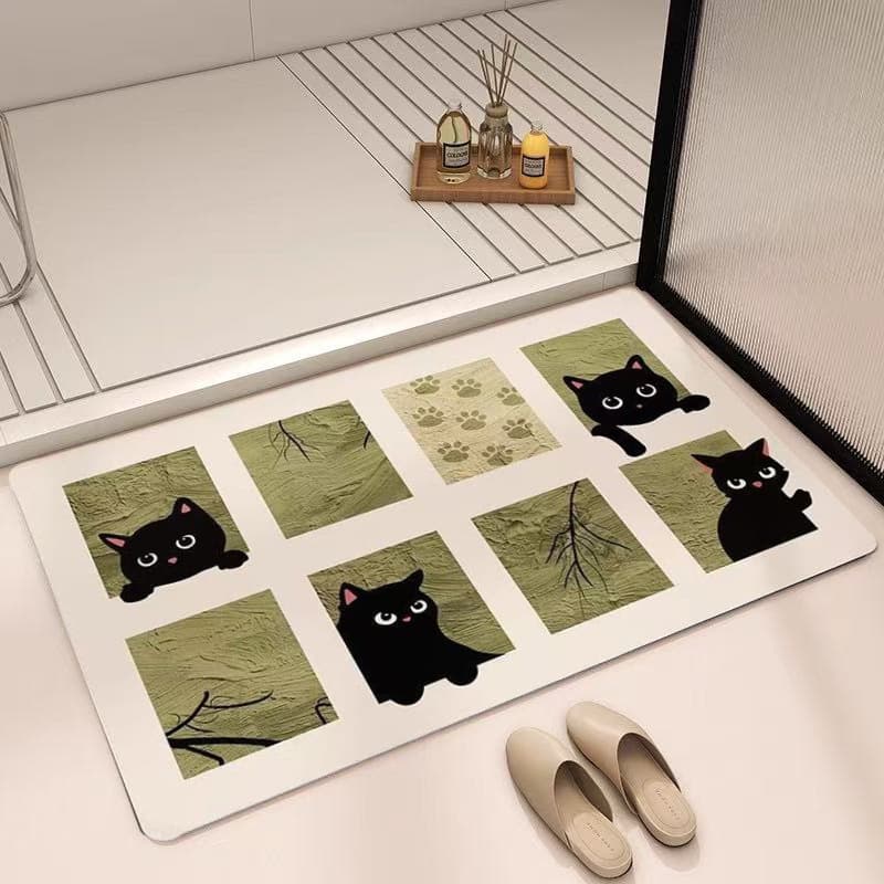 バスマット 猫のひょっこり珪藻土バスマット