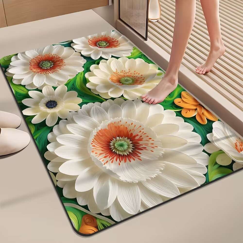 バスマット 花びら舞う癒しの足元