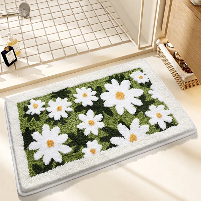 バスマット 花模様ふわふわバスマット
