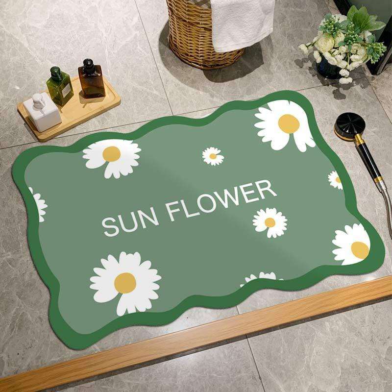 バスマット 花柄メッセージ珪藻土バスマット