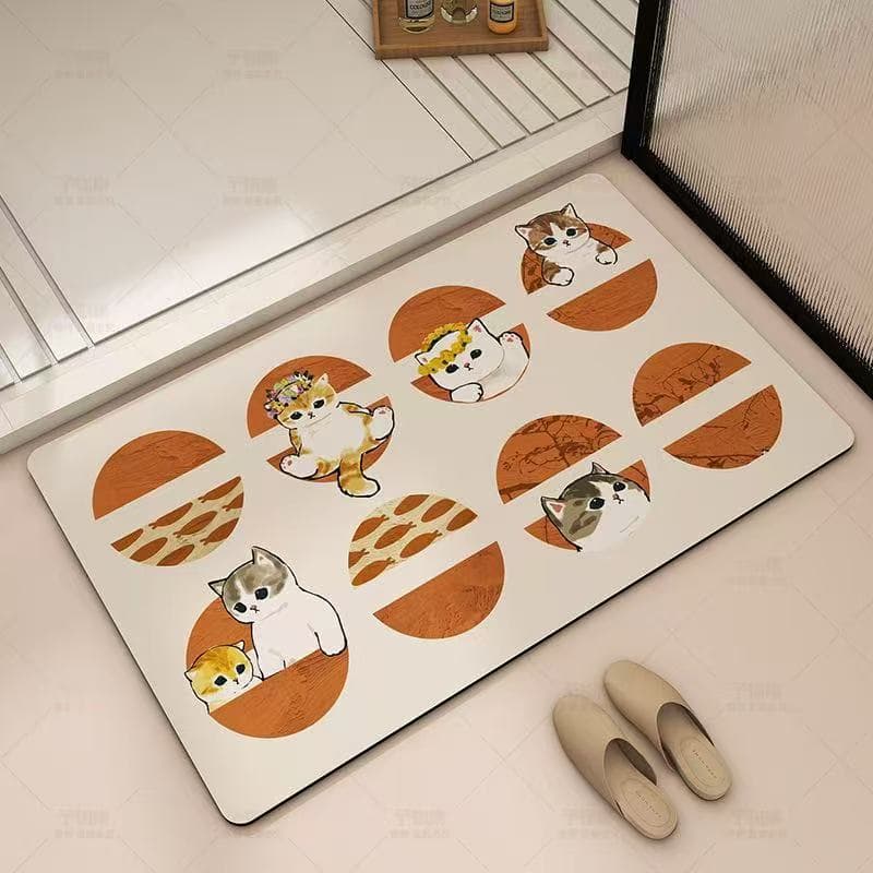 バスマット かわいい子猫の珪藻土バスマット