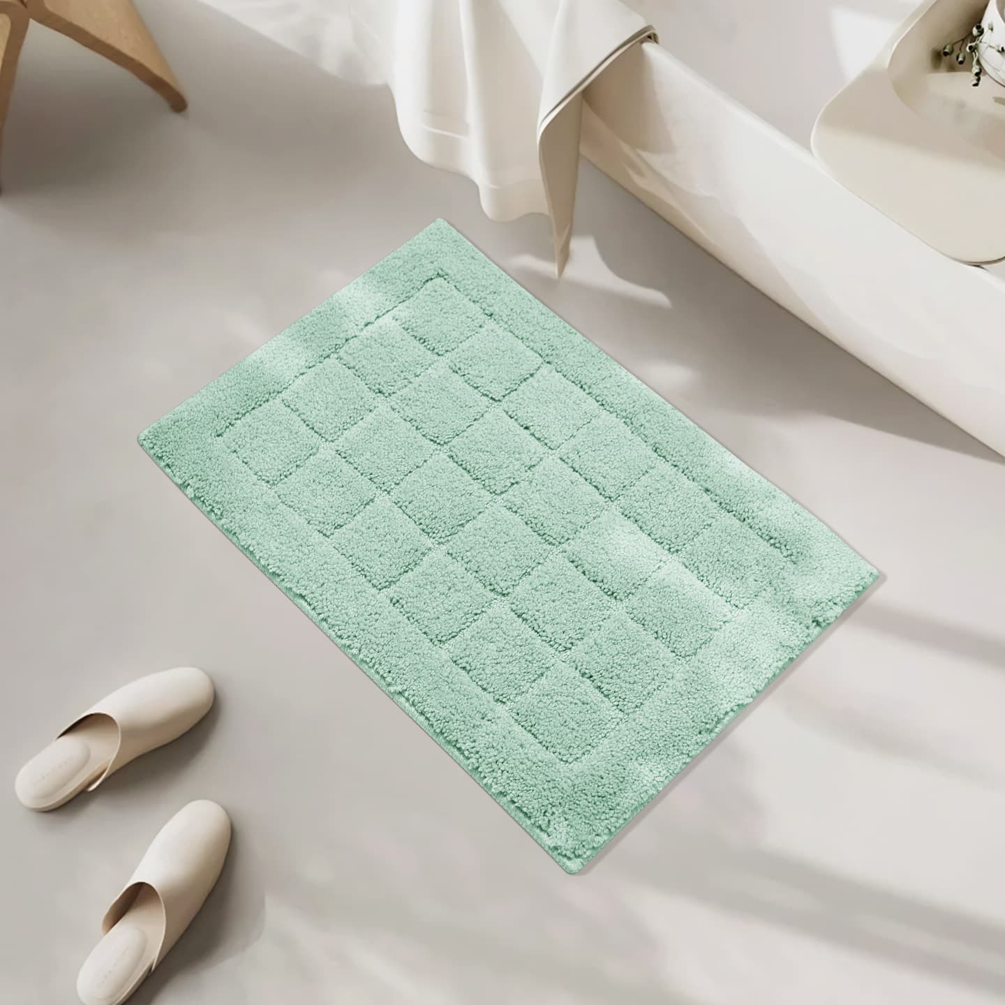 バスマット 格子模様の吸水バスマット