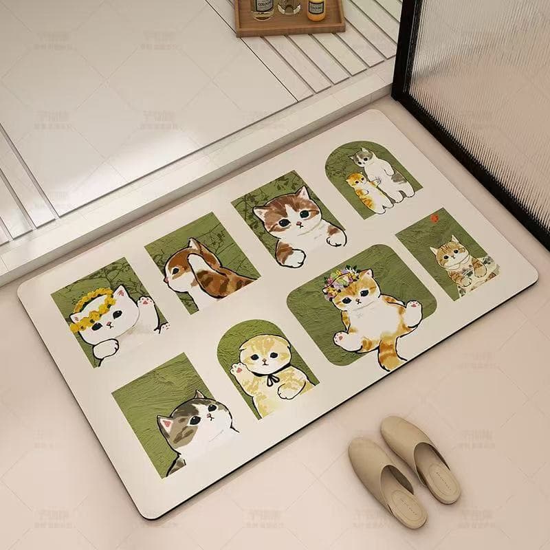 バスマット かわいい子猫の珪藻土バスマット