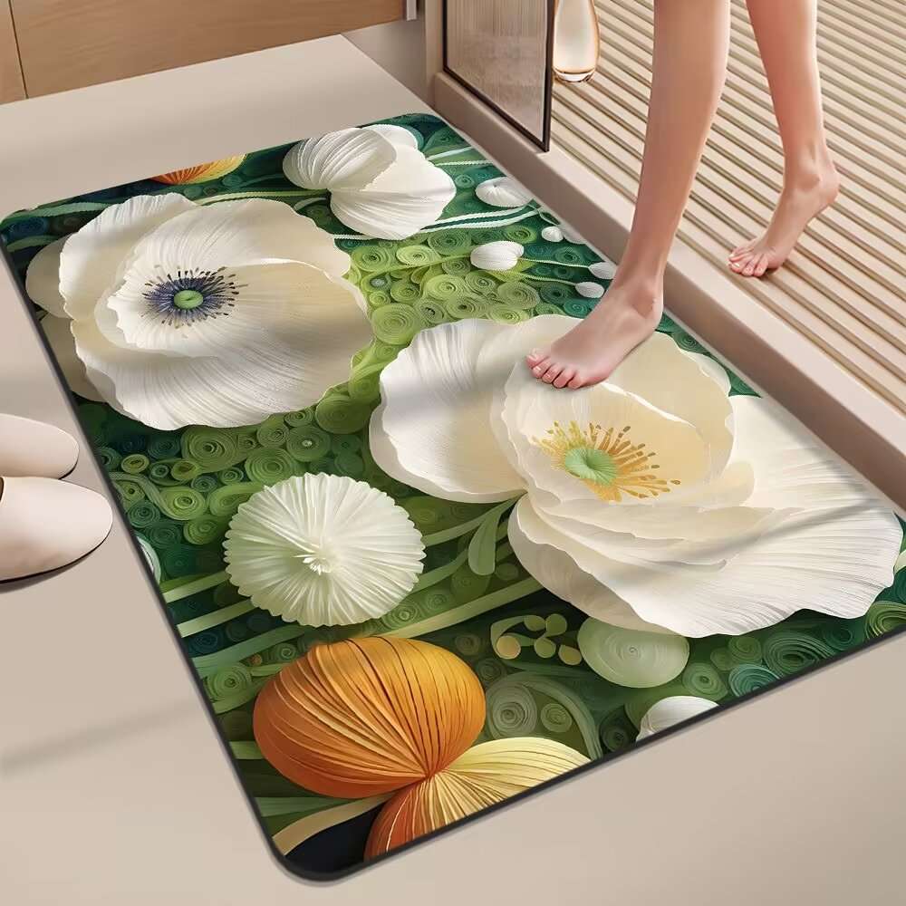 バスマット 花びら舞う癒しの足元