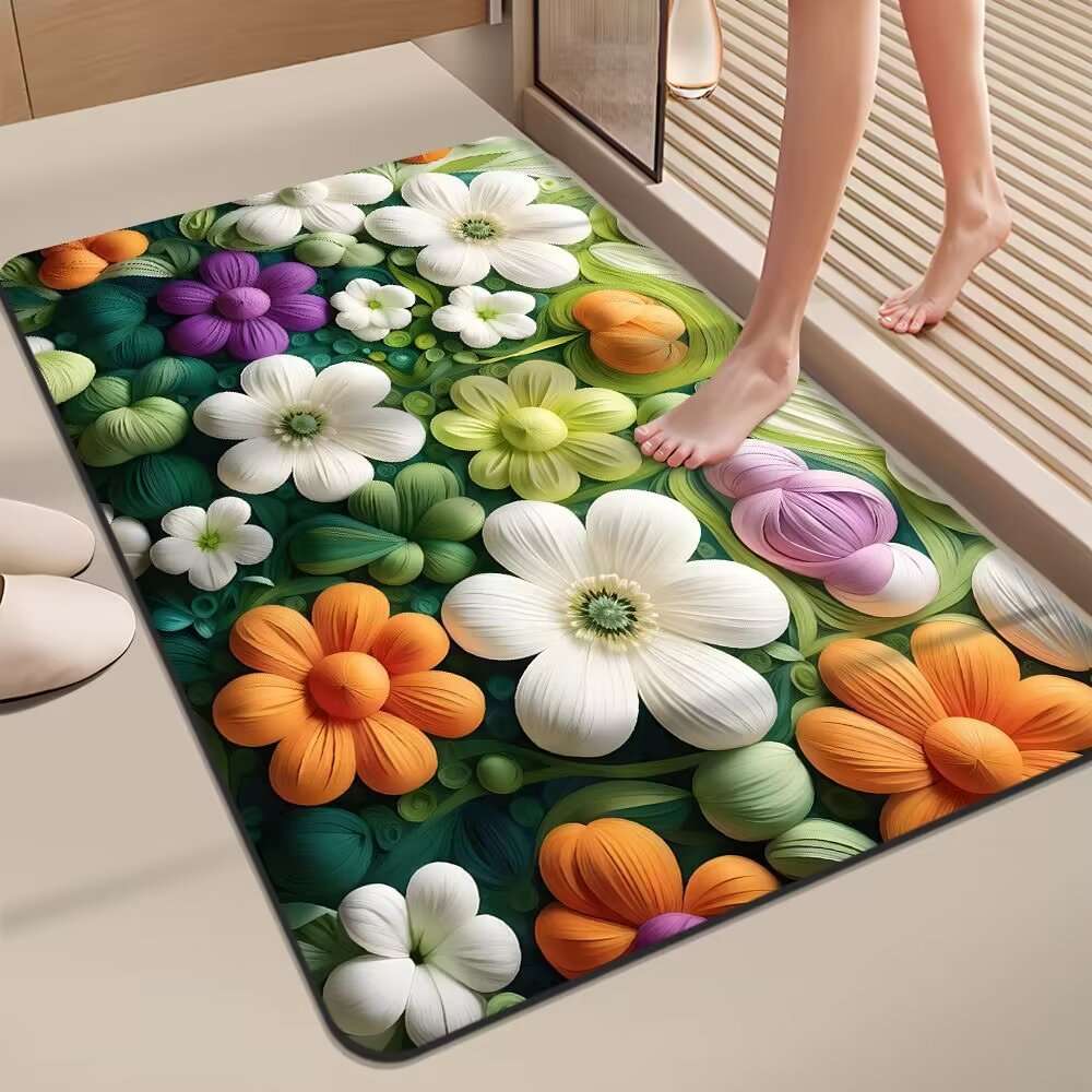 バスマット 花びら舞う癒しの足元