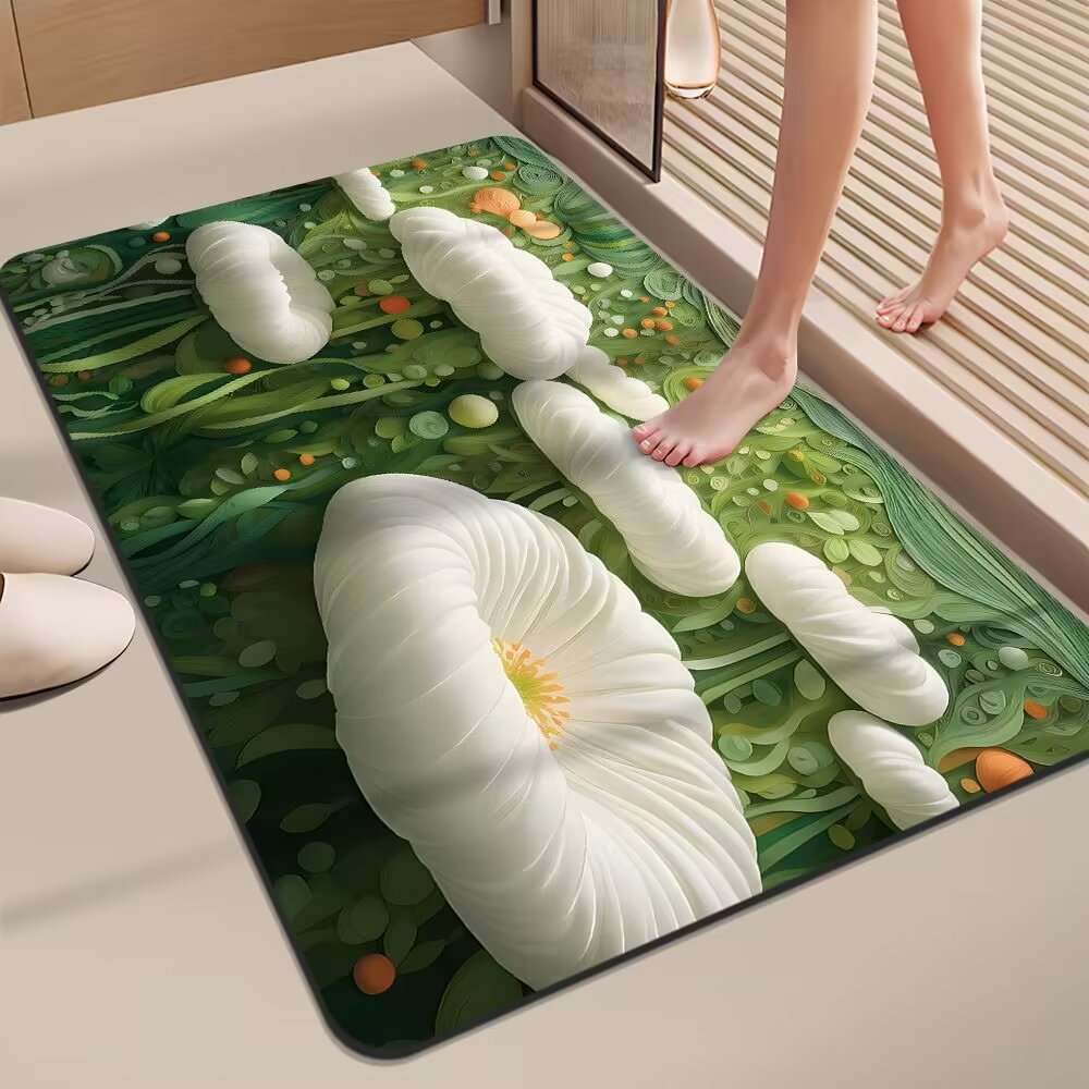 バスマット 花びら舞う癒しの足元