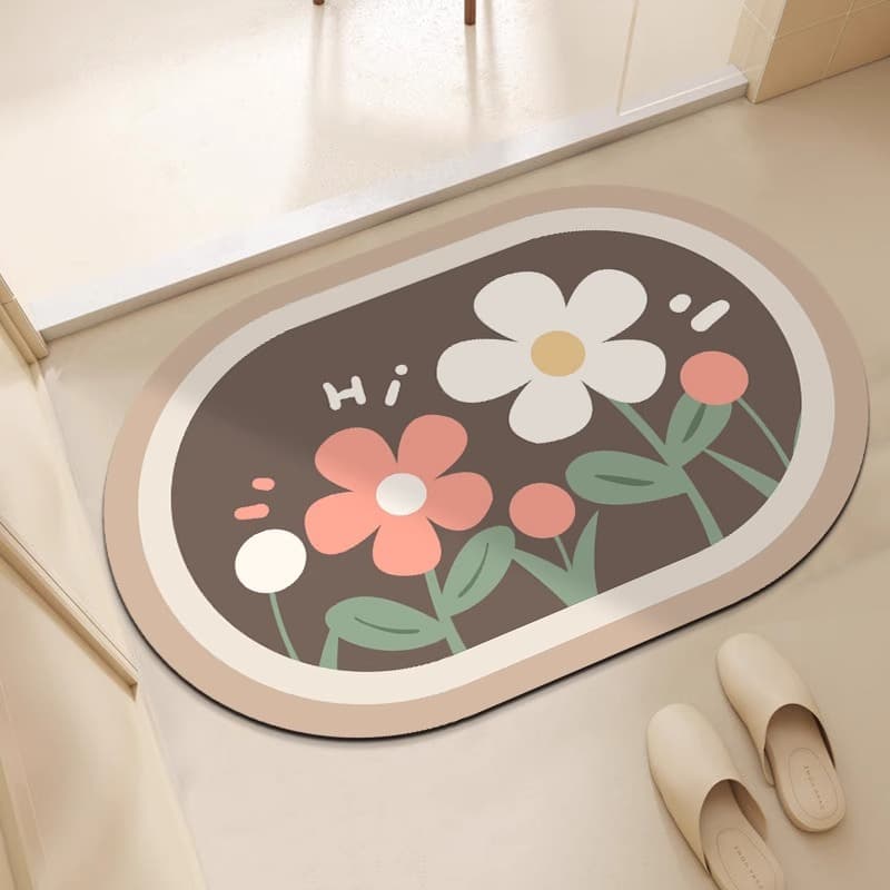 バスマット バスマット 花風呂 珪藻土デザインマット