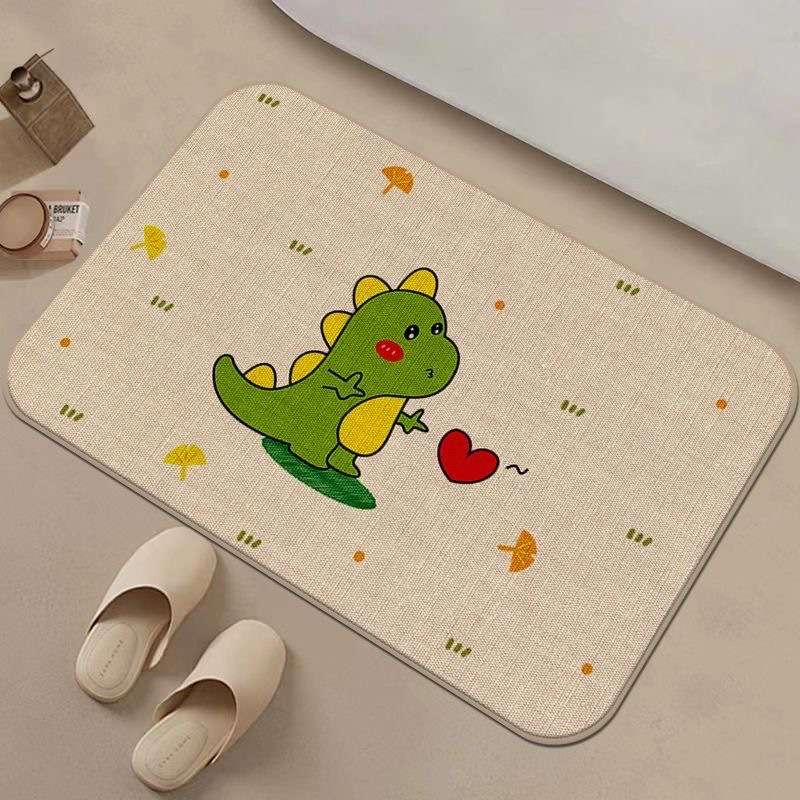 バスマット ひまわり柄麻混バスマット