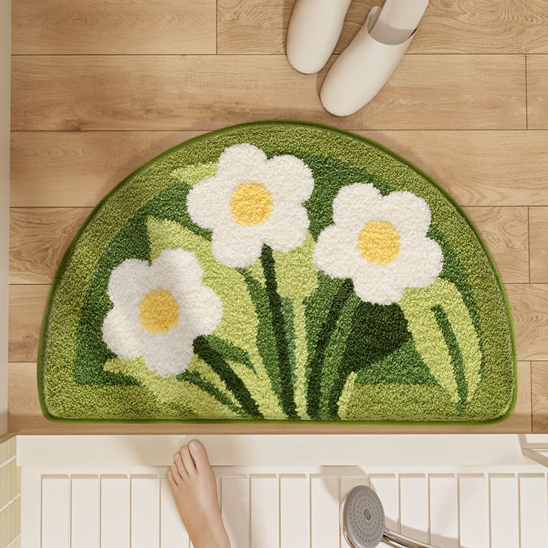 バスマット 花模様ふわふわバスマット