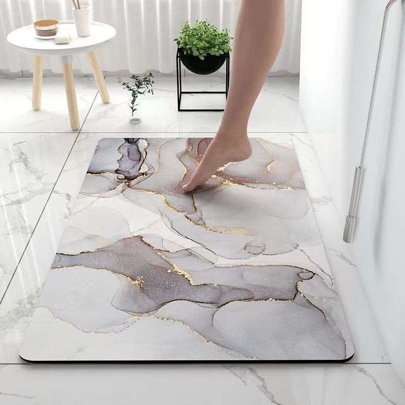 バスマット 大理石模様の天然素材バスマット