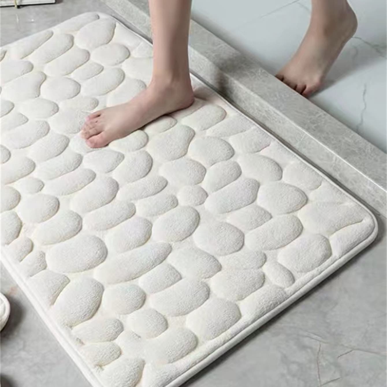 バスマット 立体石畳柄ふかふかバスマット