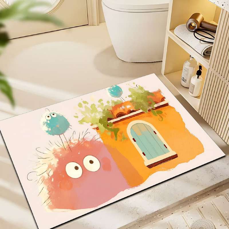 バスマット ふわもこキャラクター珪藻土バスマット