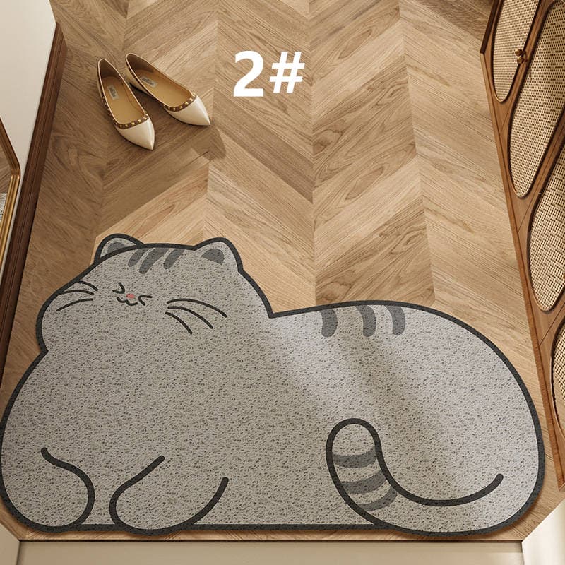 可愛い猫柄バスマット 滑り止め付き 丸洗い対応 吸水マット ポリエステル