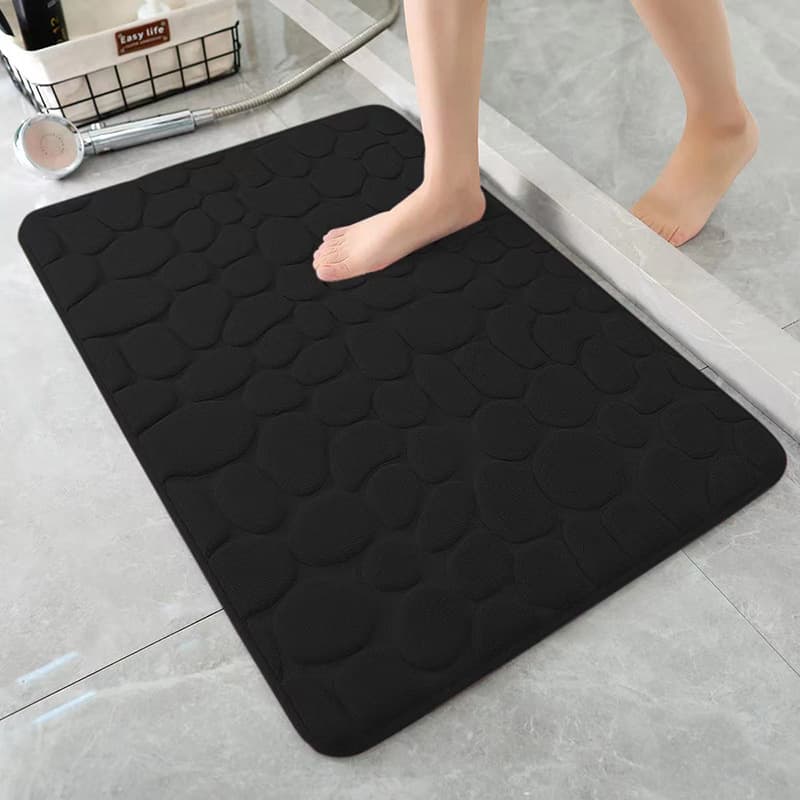 バスマットポリエステル 天然石風立体凹凸加工足裏刺激バスマット