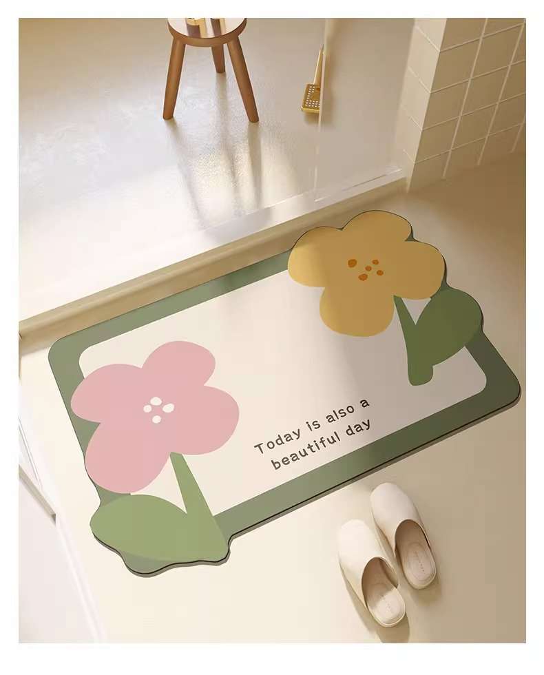 バスマット お花型ぱちぱち珪藻土バスマット