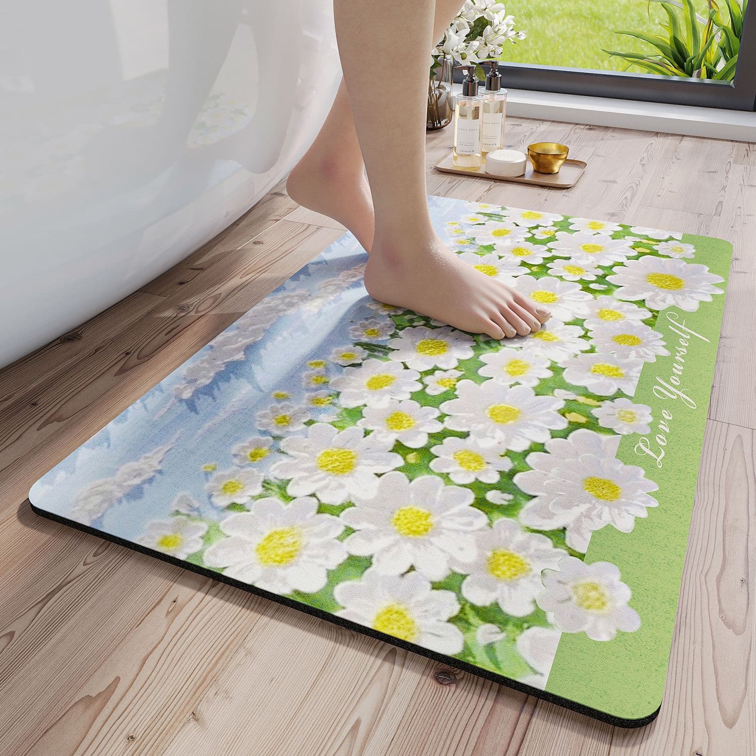 バスマット 花舞い珪藻土バスマット