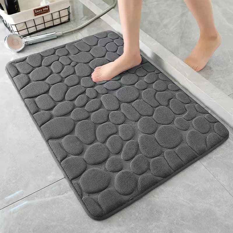 バスマットポリエステル 天然石風立体凹凸加工足裏刺激バスマット