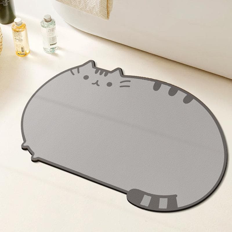 可愛い猫柄バスマット 滑り止め付き 丸洗い可能 ポリエステル